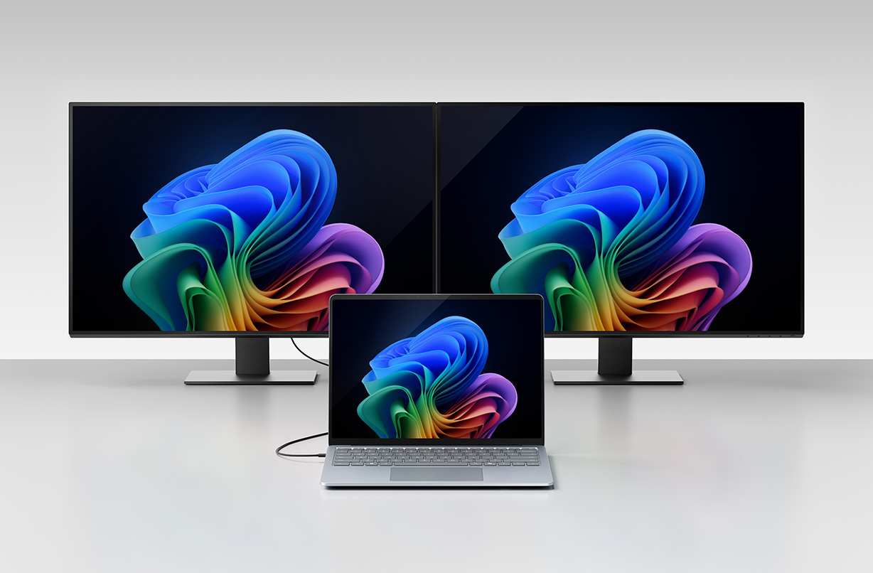 Surface Laptop 商用版,Windows 11 AI PC外接两个显示器工作